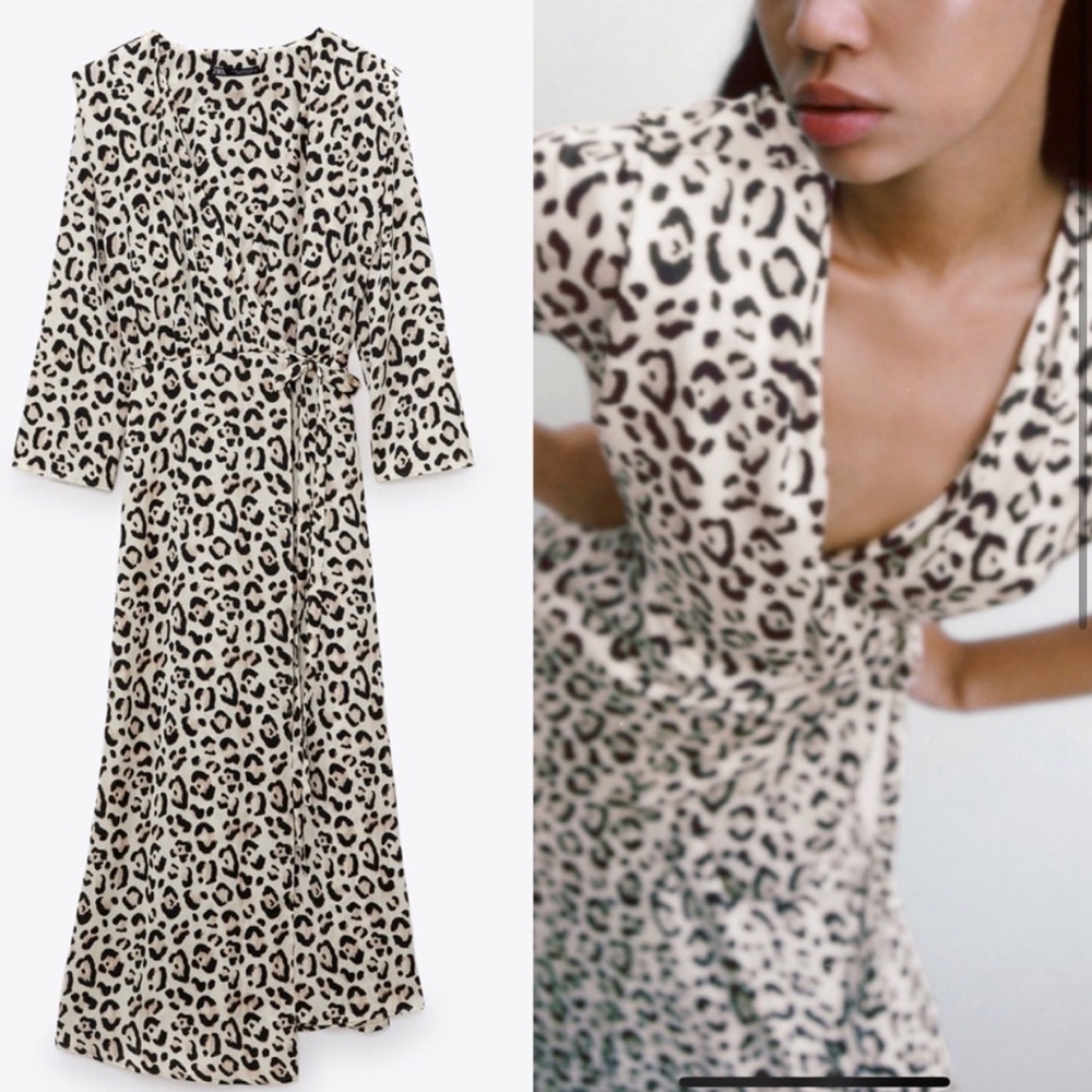 Zara Satin Effect Wrap Dress